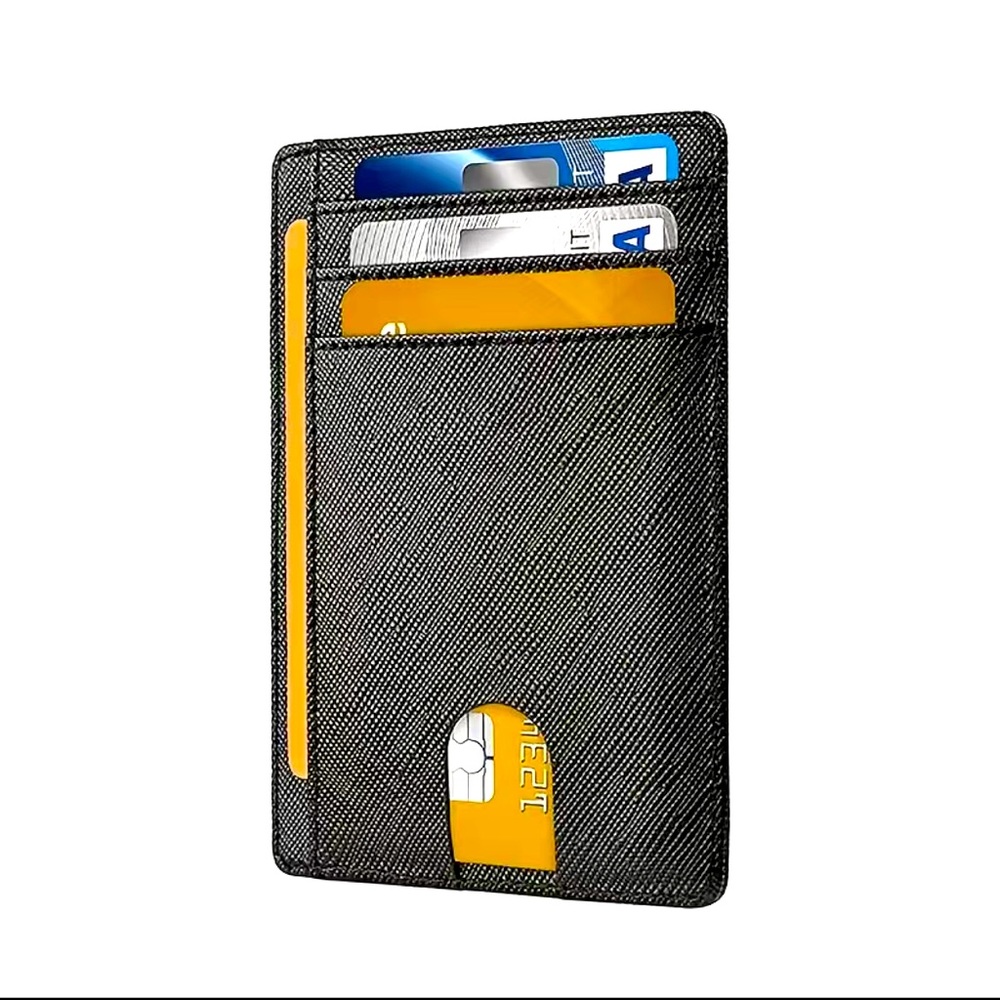 Men Saffiano Leather Style Wallet RFID Blocking Slim Practical